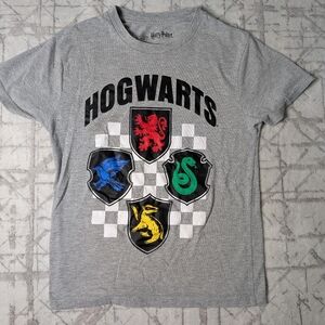 Official Wizarding World Of Harry Potter Gray Hogwarts Crest Kids T-Shirt Size M